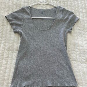 Brandy Melville ribbed short sleeve grey top